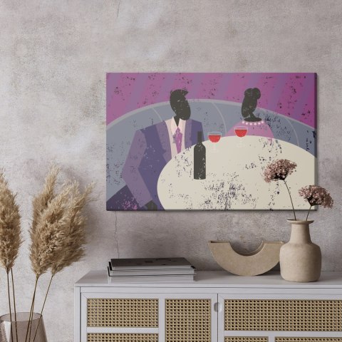 Obraz Na Płótnie Para W Restauracji Retro? Canvas Naturalny 100x70 LB-2798-NC100-70