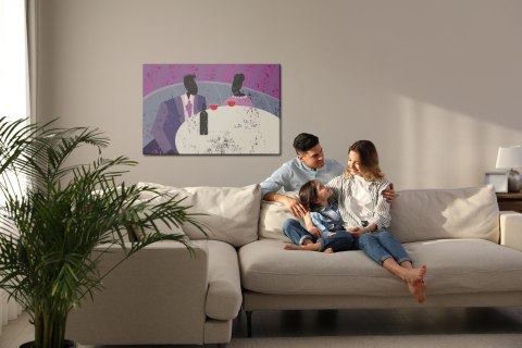 Obraz Na Płótnie Para W Restauracji Retro? Canvas Naturalny 100x70 LB-2798-NC100-70