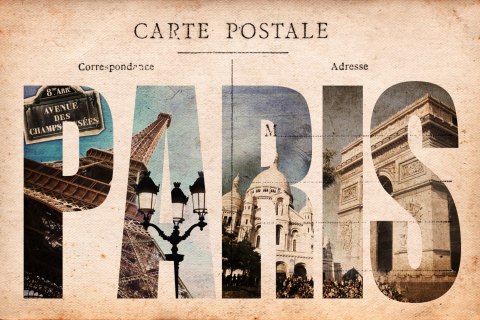 Obraz Na Płótnie Pocztówka Z Paryża Canvas Naturalny 100x70 LB-2776-NC100-70