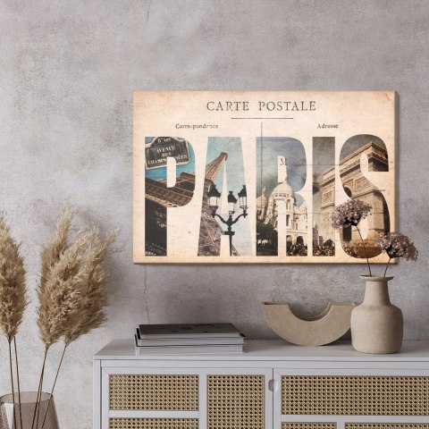 Obraz Na Płótnie Pocztówka Z Paryża Canvas Naturalny 100x70 LB-2776-NC100-70