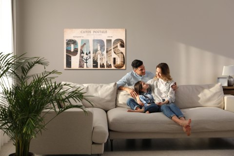 Obraz Na Płótnie Pocztówka Z Paryża Canvas Naturalny 100x70 LB-2776-NC100-70