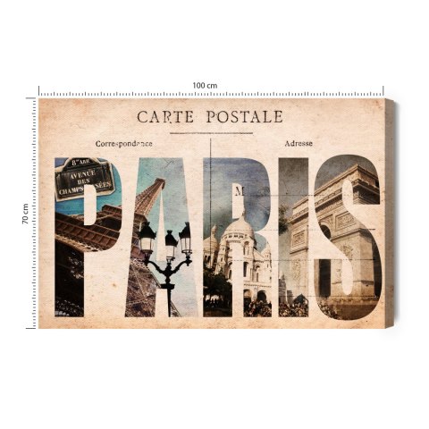 Obraz Na Płótnie Pocztówka Z Paryża Canvas Naturalny 100x70 LB-2776-NC100-70