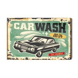 Obraz Na Płótnie Stary Samochód I Napis Retro Canvas Naturalny 100x70 LB-2921-NC100-70