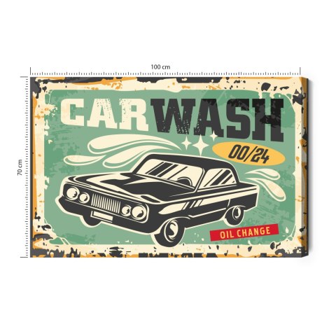 Obraz Na Płótnie Stary Samochód I Napis Retro Canvas Naturalny 100x70 LB-2921-NC100-70