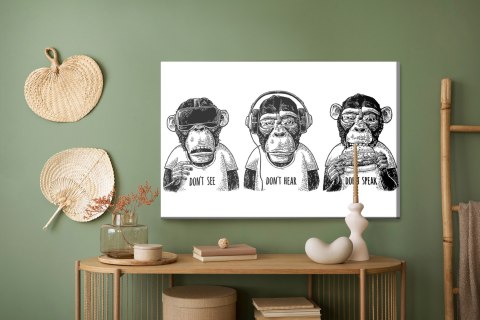 Obraz Na Płótnie Trzy Małpy W Stylu Vintage Canvas Naturalny 100x70 LB-2814-NC100-70