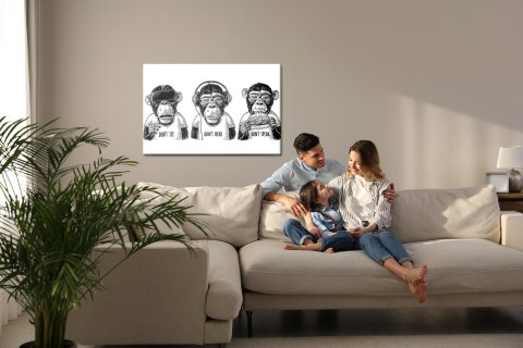 Obraz Na Płótnie Trzy Małpy W Stylu Vintage Canvas Naturalny 100x70 LB-2814-NC100-70