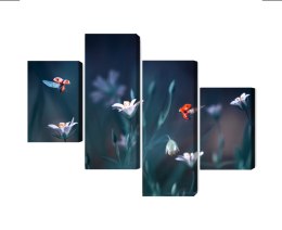 Obraz Wieloczęściowy Biedronki I Polne Kwiaty W Skali Makro Canvas 120x75 LBS-3945-C120-75_2X30-75_2X30-45