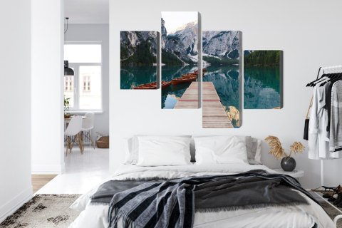 Obraz Wieloczęściowy Jezioro Braies We Włoszech Canvas 120x75 LBS-2413-C120-75_2X30-75_2X30-45