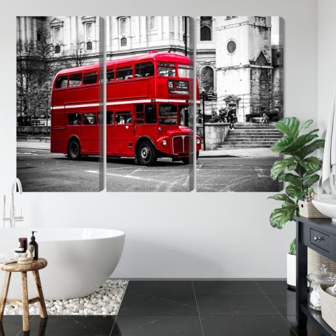 Obraz Wieloczęściowy Autobus Piętrowy W Londynie Canvas 120x80 LBS-2188-C120-80_3X40-80