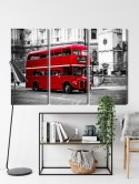Obraz Wieloczęściowy Autobus Piętrowy W Londynie Canvas 120x80 LBS-2188-C120-80_3X40-80
