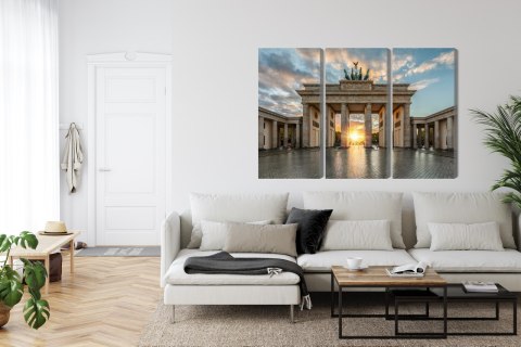 Obraz Wieloczęściowy Brama Brandenburska W Berlinie Canvas 120x80 LBS-2746-C120-80_3X40-80