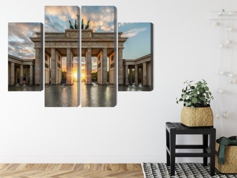 Obraz Wieloczęściowy Brama Brandenburska W Berlinie Canvas Naturalny 80x60 LBS-2748-NC80-60_2X20-60_2X20-40