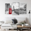 Obraz Wieloczęściowy Czerwona Budka Telefoniczna W Londynie 3D Canvas 120x80 LBS-2175-C120-80_1X40-80_2X40-60