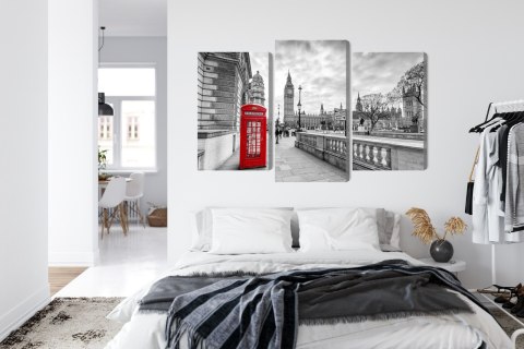 Obraz Wieloczęściowy Czerwona Budka Telefoniczna W Londynie 3D Canvas 120x80 LBS-2175-C120-80_1X40-80_2X40-60
