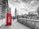 Obraz Wieloczęściowy Czerwona Budka Telefoniczna W Londynie 3D Canvas 80x60 LBS-2176-C80-60_2X20-60_2X20-40