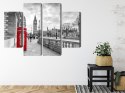Obraz Wieloczęściowy Czerwona Budka Telefoniczna W Londynie 3D Canvas 80x60 LBS-2176-C80-60_2X20-60_2X20-40