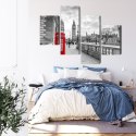 Obraz Wieloczęściowy Czerwona Budka Telefoniczna W Londynie 3D Canvas Naturalny 80x50 LBS-2177-NC80-50_2X20-50_2X20-30