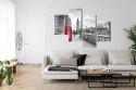 Obraz Wieloczęściowy Czerwona Budka Telefoniczna W Londynie 3D Canvas Naturalny 80x50 LBS-2177-NC80-50_2X20-50_2X20-30