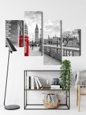 Obraz Wieloczęściowy Czerwona Budka Telefoniczna W Londynie 3D Canvas Naturalny 80x50 LBS-2177-NC80-50_2X20-50_2X20-30