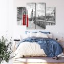 Obraz Wieloczęściowy Czerwona Budka Telefoniczna W Londynie 3D Canvas Naturalny 80x60 LBS-2176-NC80-60_2X20-60_2X20-40