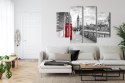 Obraz Wieloczęściowy Czerwona Budka Telefoniczna W Londynie 3D Canvas Naturalny 80x60 LBS-2176-NC80-60_2X20-60_2X20-40