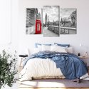 Obraz Wieloczęściowy Czerwona Budka Telefoniczna W Londynie 3D Canvas Naturalny 90x60 LBS-2175-NC90-60_1X30-60_2X30-45