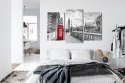 Obraz Wieloczęściowy Czerwona Budka Telefoniczna W Londynie 3D Canvas Naturalny 90x60 LBS-2175-NC90-60_1X30-60_2X30-45