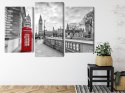 Obraz Wieloczęściowy Czerwona Budka Telefoniczna W Londynie 3D Canvas Naturalny 90x60 LBS-2175-NC90-60_1X30-60_2X30-45