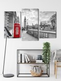 Obraz Wieloczęściowy Czerwona Budka Telefoniczna W Londynie 3D Canvas Naturalny 90x60 LBS-2175-NC90-60_1X30-60_2X30-45