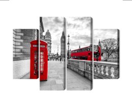 Obraz Wieloczęściowy Czerwona Budka Telefoniczna W Londynie I Big Ben Canvas 80x60 LBS-2196-C80-60_2X20-60_2X20-40