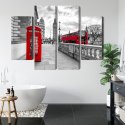Obraz Wieloczęściowy Czerwona Budka Telefoniczna W Londynie I Big Ben Canvas 80x60 LBS-2196-C80-60_2X20-60_2X20-40