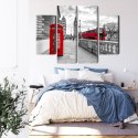 Obraz Wieloczęściowy Czerwona Budka Telefoniczna W Londynie I Big Ben Canvas Naturalny 80x60 LBS-2196-NC80-60_2X20-60_2X20-40