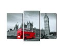 Obraz Wieloczęściowy Czerwony Autobus W Londynie Canvas 120x80 LBS-2220-C120-80_1X40-80_2X40-60