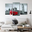 Obraz Wieloczęściowy Czerwony Autobus W Londynie Canvas 120x80 LBS-2220-C120-80_1X40-80_2X40-60