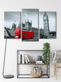 Obraz Wieloczęściowy Czerwony Autobus W Londynie Canvas Naturalny 90x60 LBS-2220-NC90-60_1X30-60_2X30-45