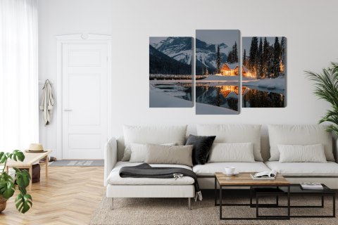 Obraz Wieloczęściowy Emerald Lake W Kanadzie Zimą Canvas 120x80 LBS-2401-C120-80_1X40-80_2X40-60