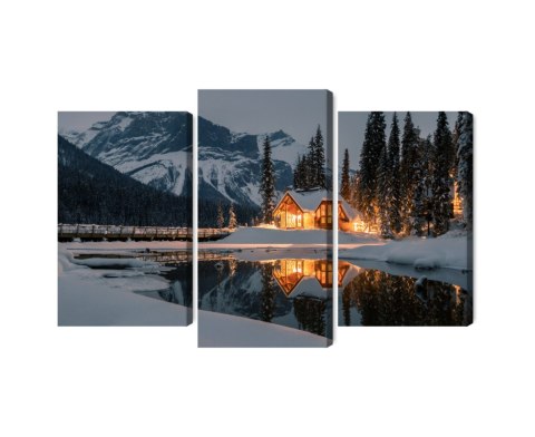 Obraz Wieloczęściowy Emerald Lake W Kanadzie Zimą Canvas Naturalny 90x60 LBS-2401-NC90-60_1X30-60_2X30-45