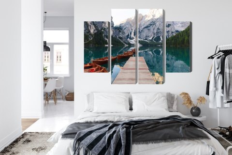 Obraz Wieloczęściowy Jezioro Braies We Włoszech Canvas Naturalny 80x60 LBS-2412-NC80-60_2X20-60_2X20-40