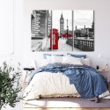 Obraz Wieloczęściowy Londyńska Budka Telefoniczna I Big Ben Canvas 120x80 LBS-2144-C120-80_3X40-80