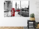 Obraz Wieloczęściowy Londyńska Budka Telefoniczna I Big Ben Canvas 120x80 LBS-2144-C120-80_3X40-80