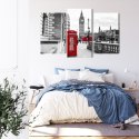 Obraz Wieloczęściowy Londyńska Budka Telefoniczna I Big Ben Canvas 120x80 LBS-2145-C120-80_1X40-80_2X40-60