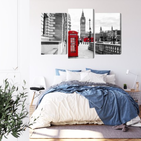Obraz Wieloczęściowy Londyńska Budka Telefoniczna I Big Ben Canvas 120x80 LBS-2145-C120-80_1X40-80_2X40-60