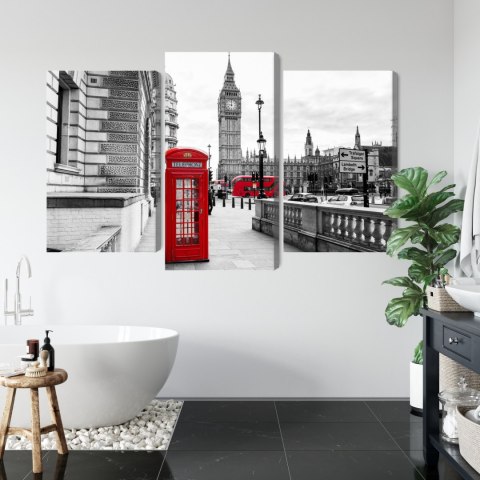 Obraz Wieloczęściowy Londyńska Budka Telefoniczna I Big Ben Canvas 120x80 LBS-2145-C120-80_1X40-80_2X40-60