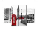 Obraz Wieloczęściowy Londyńska Budka Telefoniczna I Big Ben Canvas 80x60 LBS-2146-C80-60_2X20-60_2X20-40