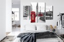 Obraz Wieloczęściowy Londyńska Budka Telefoniczna I Big Ben Canvas Naturalny 80x60 LBS-2146-NC80-60_2X20-60_2X20-40