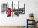 Obraz Wieloczęściowy Londyńska Budka Telefoniczna I Big Ben Canvas Naturalny 80x60 LBS-2146-NC80-60_2X20-60_2X20-40