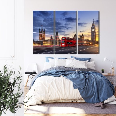 Obraz Wieloczęściowy Panorama Westminsteru I Big Bena, Londyn Canvas 120x80 LBS-2139-C120-80_3X40-80