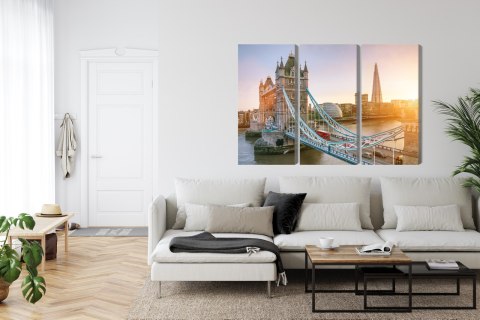 Obraz Wieloczęściowy Tower Bridge O Wschodzie Słońca Canvas 120x80 LBS-2134-C120-80_3X40-80