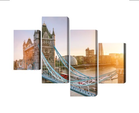 Obraz Wieloczęściowy Tower Bridge O Wschodzie Słońca Canvas Naturalny 80x50 LBS-2137-NC80-50_2X20-50_2X20-30