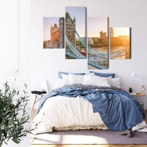 Obraz Wieloczęściowy Tower Bridge O Wschodzie Słońca Canvas Naturalny 80x50 LBS-2137-NC80-50_2X20-50_2X20-30